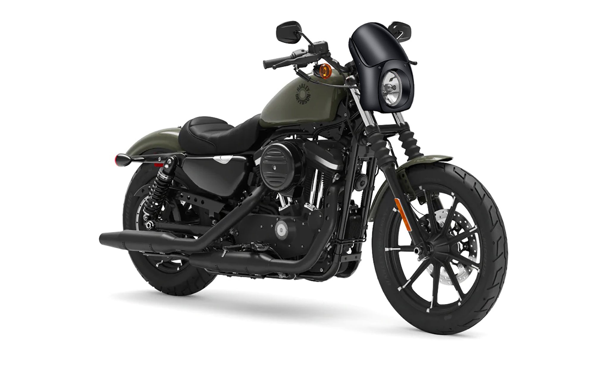 Viking Bronco Motorcycle Fairing For Harley Sportster 883 Iron XL883N Gloss Black Fairing on Bike View @expand