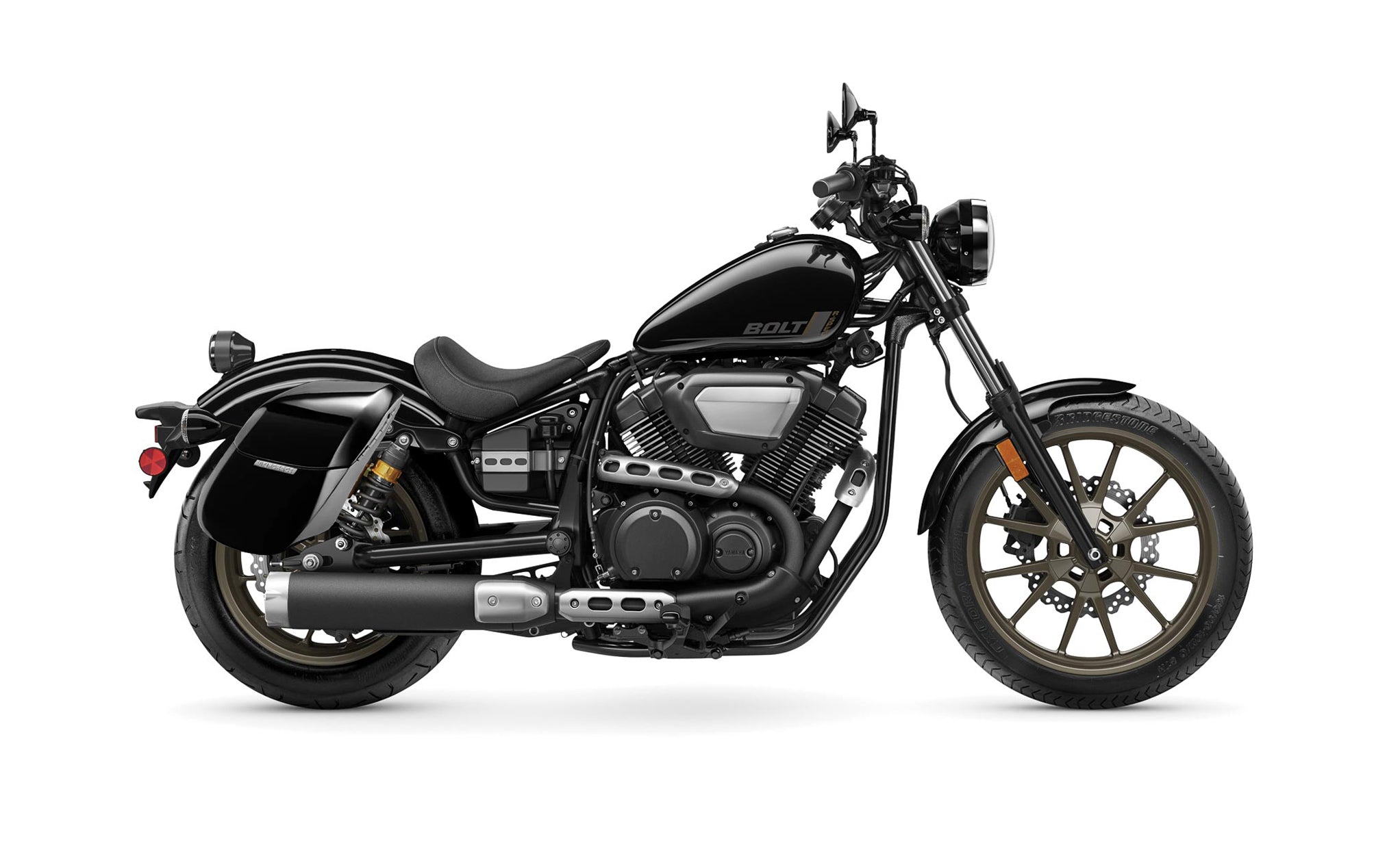 Viking Drifter Yamaha Bolt Specific Painted Motorcycle Hard Saddlebags on Bike Photo @expand