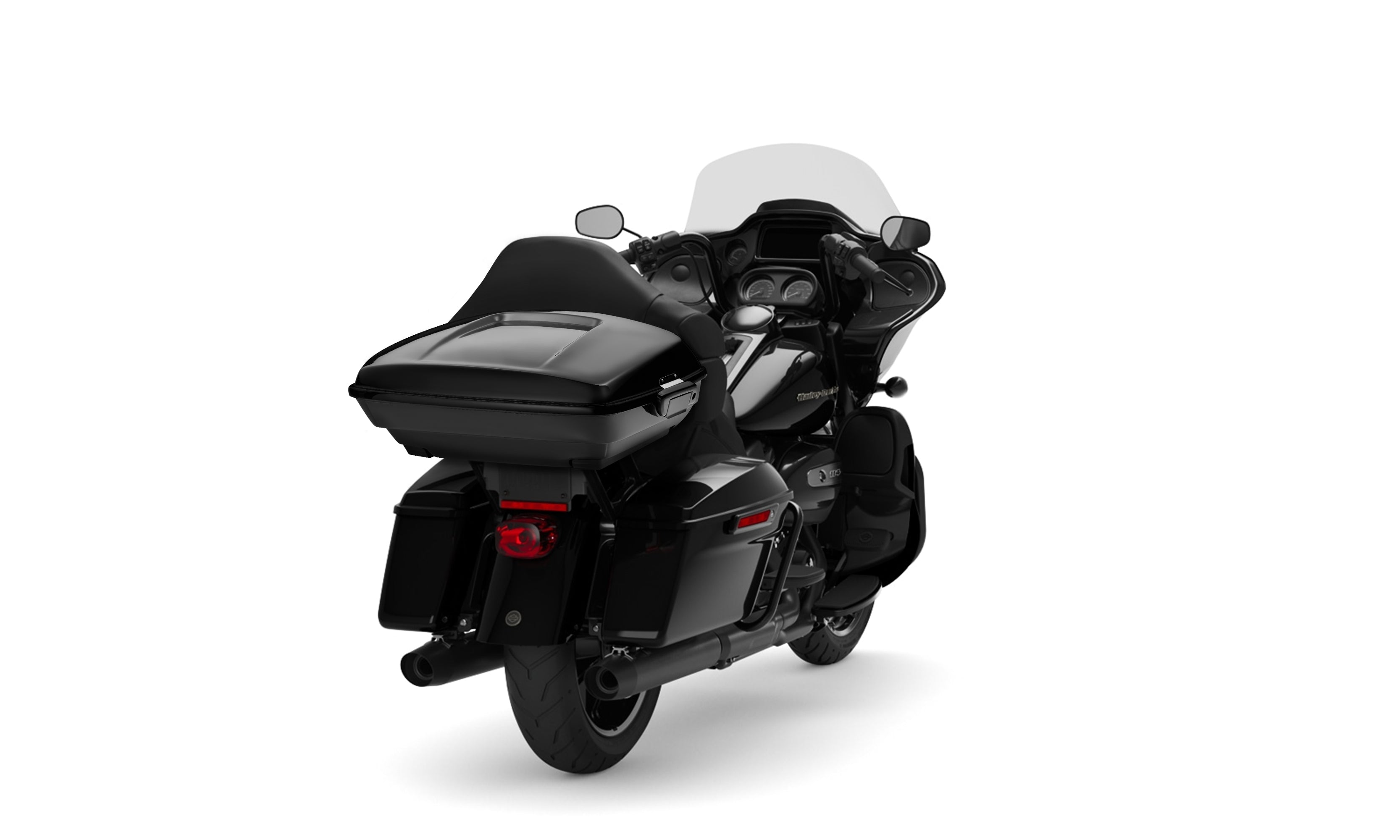 54L - Voyage Extra Large Chopped Tour Pack for Harley Touring on Bike View @expand